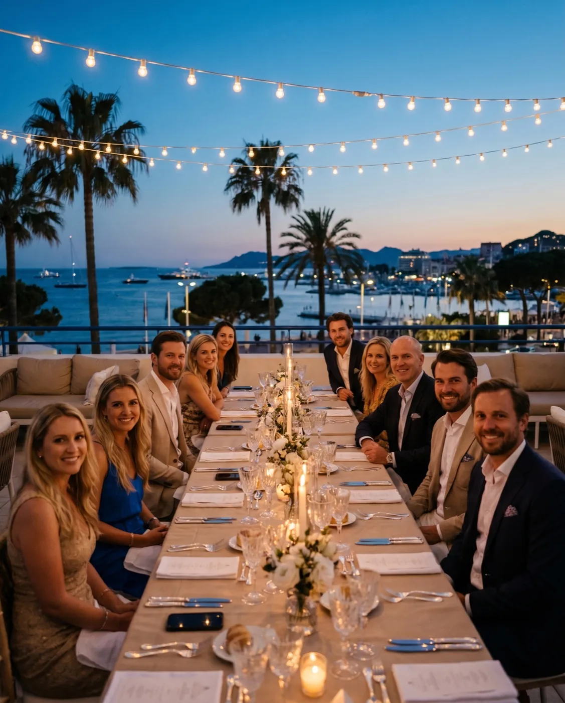 Private evening event photographed in Cannes